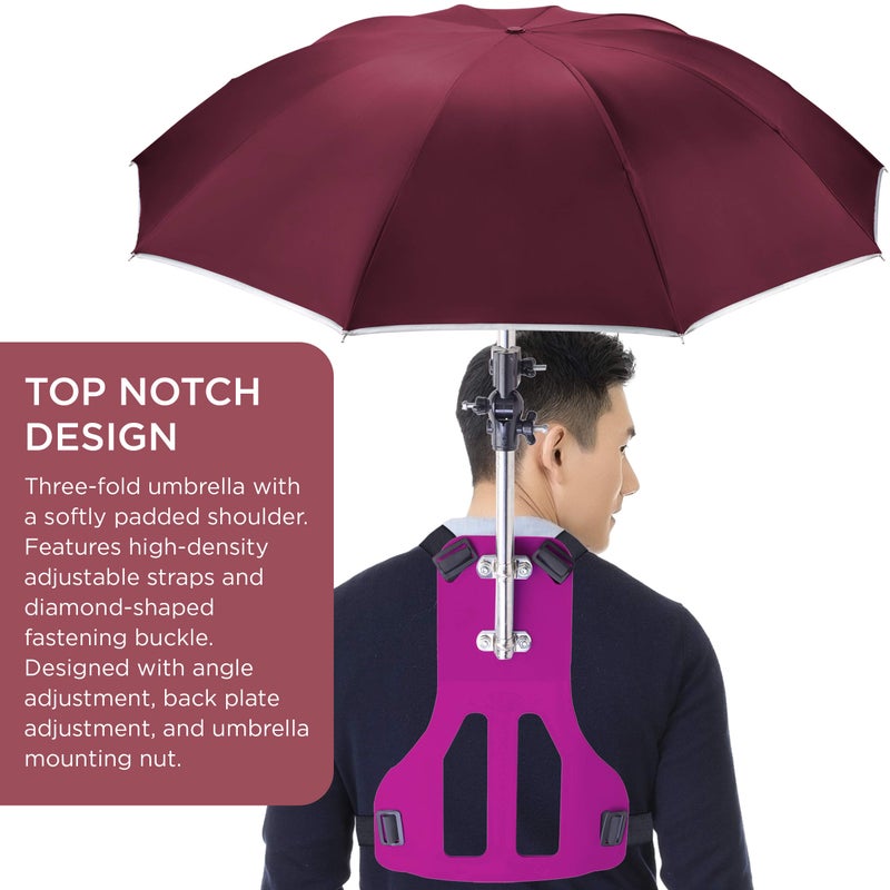 Primo Supply Wearable Hands-Free Umbrella Sun Rain Blocker Fishing Outdoor Use Running Jogging Canoeing Kayaking Shade and UV Sunburn | Red - Image 5
